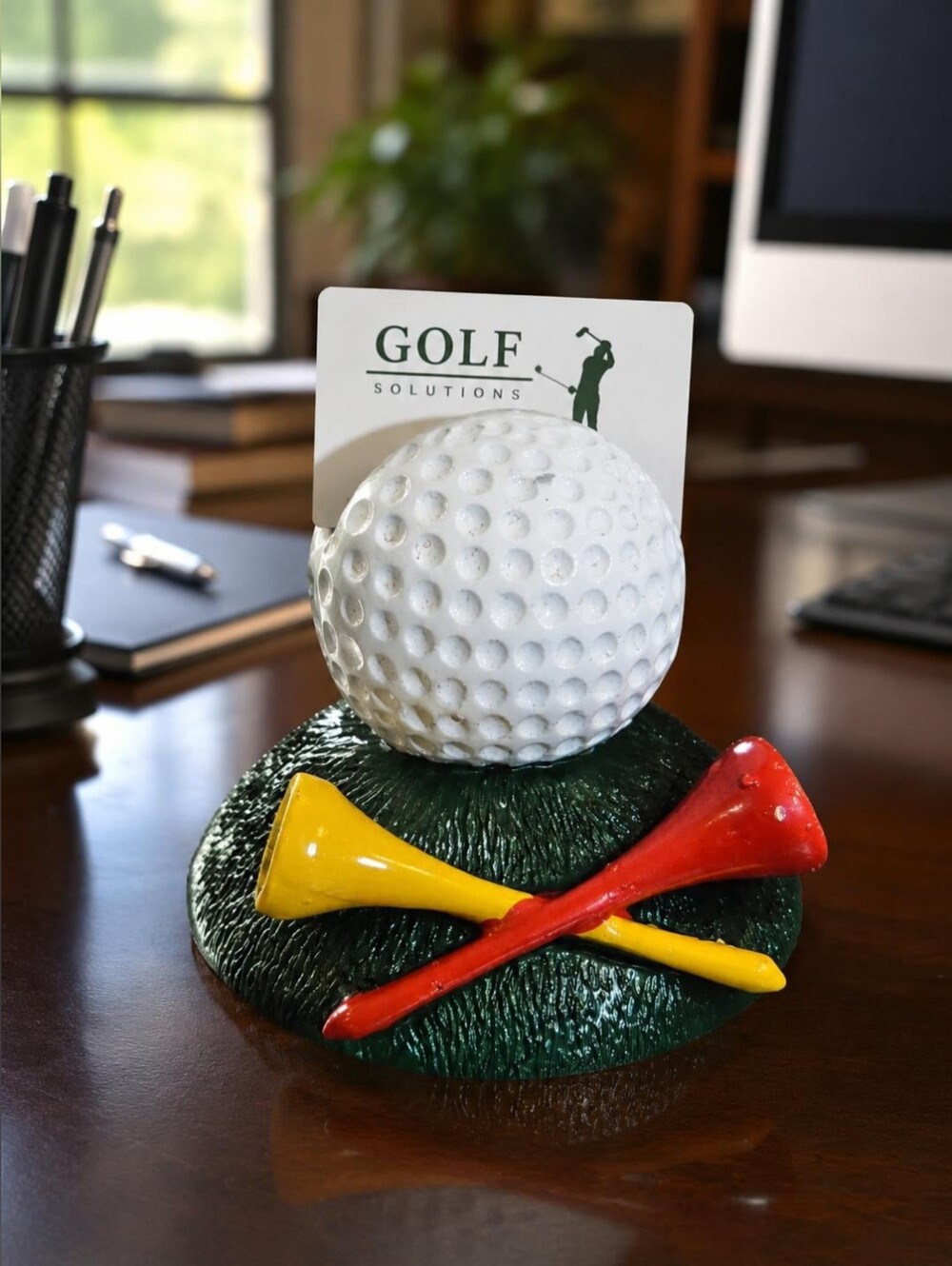 Vintage Russ Berrie & Company Inc. Golf Ball, Green Turf, 2 Golf Tees Card Hold
